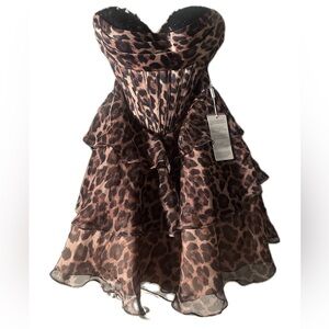 Stacees Leopard Print Strapless Dress w/ optional straps you can attach.